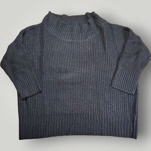 Fashion Nova Women's L Black Acrylic 1/2 Sleeve Cropped Pullover Sweater